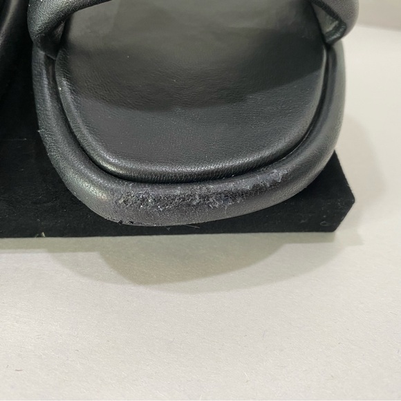 NEW Tory Burch Ines Slide Sandals Black Leather Double-T Logo - Picture 9 of 14